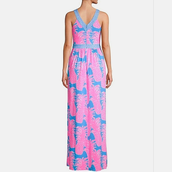 NWT Lilly Pulitzer Taryn Blue Haven Little Flamenco Engineered Maxi Dress - Picture 2 of 6